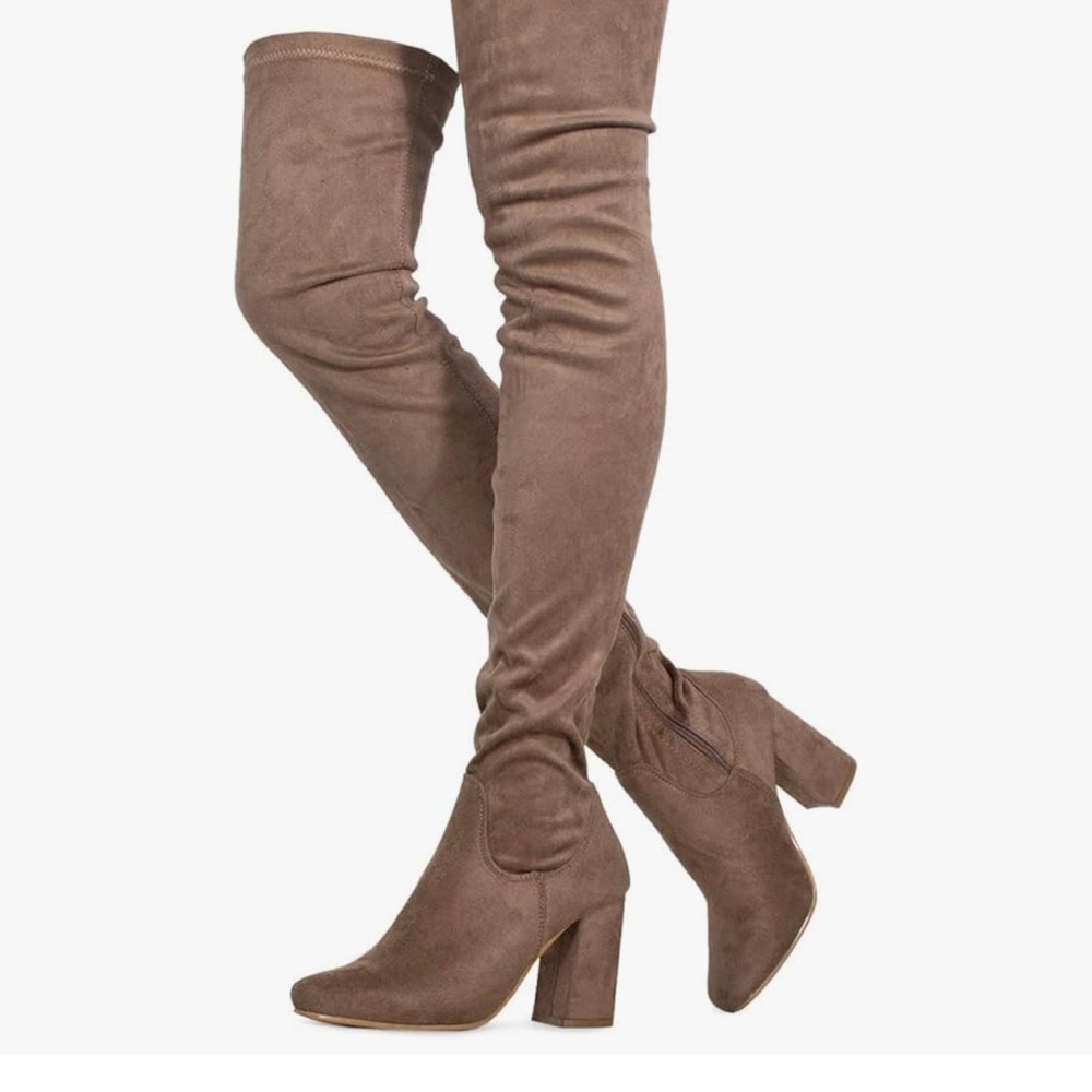 Brown Vegan Suede Over-the-Knee Women's Boots